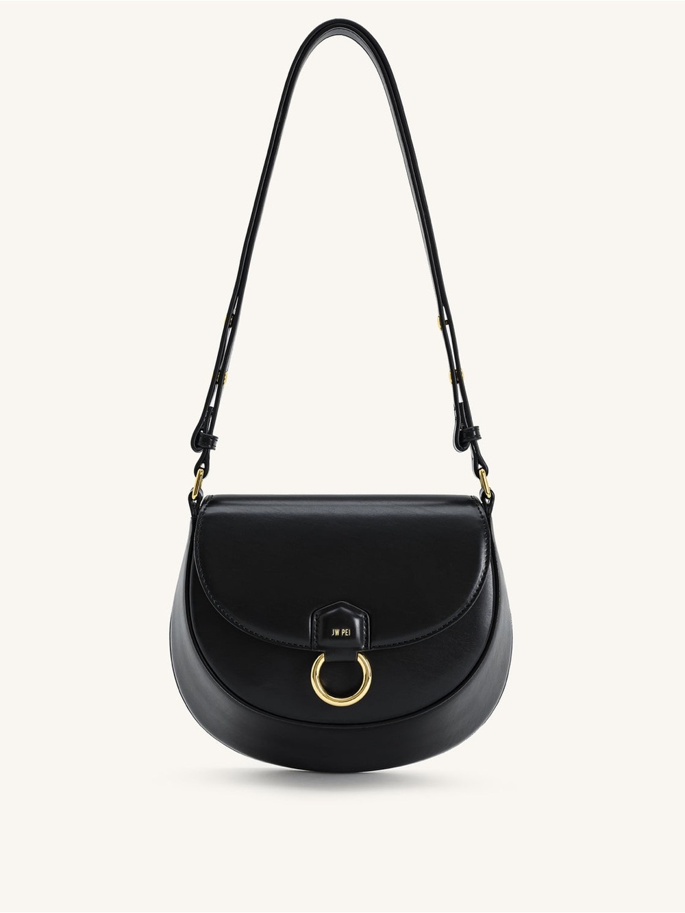 JW PEI Diana Ring Flap Saddle Bag - Black Like New Adjustable Strap w/ dust bag